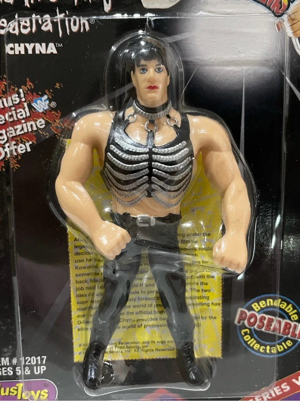 WWF/WWE Chyna Wrestling Bend Ems Action Figure Toy On Card